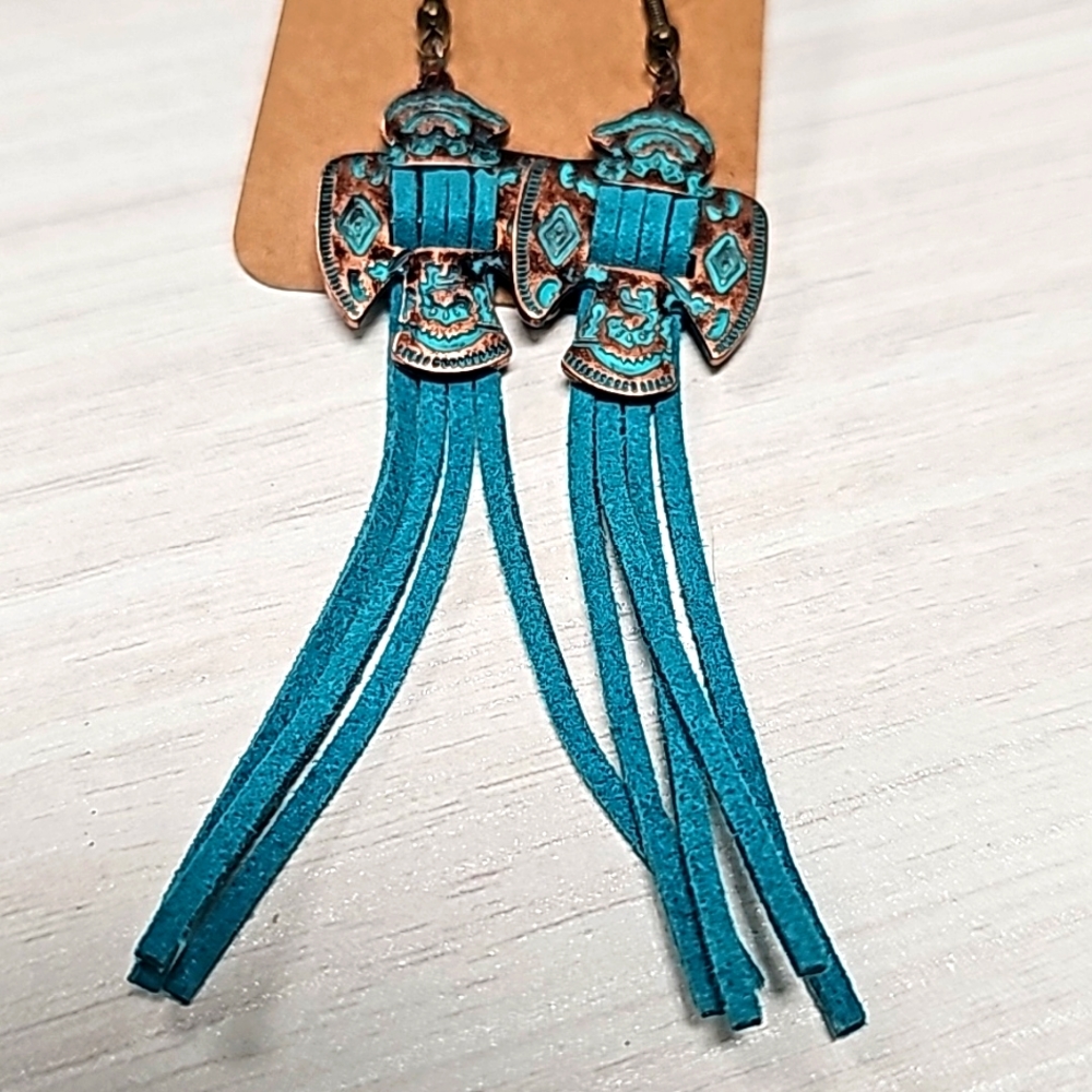 Aztec Western leather earrings